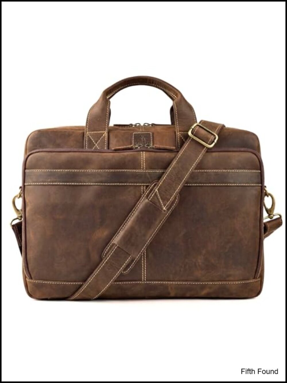 Full Grain Leather Messenger Bag for Men, 16” Laptop Satchel Vintage Office